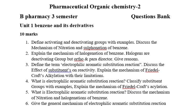 Organic chemistry Questions bank
